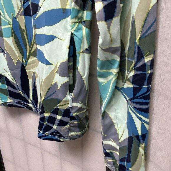 Hang Ten UV Protection Long Sleeve Palm Frond Tropical Foliage Tee Rash Guard M - Picture 4 of 11